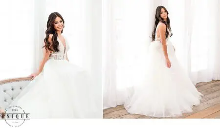 Bride in a white wedding dress.