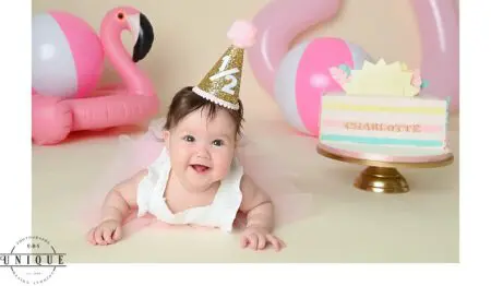 Baby girl celebrating her half birthday.