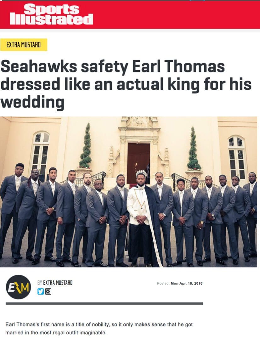 Seahawks safety Earl Thomas dressed like an actual king for his wedding